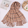 Simple Plaid Scarf for Autumn/ Women's Long Fringe Warm and Thick Cashmere Scarf