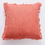 Sipeien Linen Pillow Cover with Fringes Soft Solid Square Throw Pillow Linen Cushion Cover for Couch 18 X 18 Inch