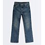 Solid Color Trend Ripped Jeans Zipper Fly Small Feet Enzyme Washed Medium Blue Men Jeans