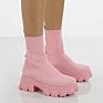 Solid Knitted Ankle Ladies Boots Upper Sock Boots for Women