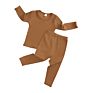 Kids Baby Girls Ribbed Long Sleeve Cotton Kids Lounge Wear Set