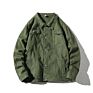 Spring Jacket Denim Big Pocket Solid Color Casual Workwear Jacket for Men