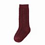 Spring Knee High Girl Socks Kids Solid Plaid Color Cable Knit Cotton Infant over Knee Socks