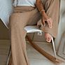 Spring Knitted Casual Pants High Waist Wide Leg Trousers for Women