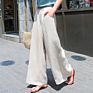 Spring Women's Cotton Linen Casual Long Pants High Waist Wide Leg Plain All Match Pant B13901X