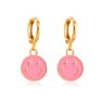 Stainless Steel Happy Face Pendent Huggie Earrings Macaron Smiley Hoop Earring Multi Culor Happy Face Pendent Earrings for Girls