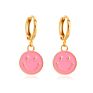 Stainless Steel Happy Face Pendent Huggie Earrings Macaron Smiley Hoop Earring Multi Culor Happy Face Pendent Earrings for Girls