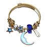 Starry Universe Element Gold Plated Charm Bracelet Planet Moon Pendant Adjustable Stainless Steel Bracelet Jewelry