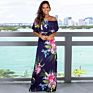 Strapless Tube Top Floral Print Dress Bohemian Stytle Flowing Slash Neck Long Dress