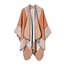 Stripe Printing Design Acrylic Poncho Cloak Thick Warm Multicolor Poncho Shawls for Women Wool Spinning Shawl