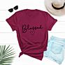 Style American Women's Loose-Fitting Blessed Heart-Shaped Cotton Collar Short-Sleeved T-Shirt for Women
