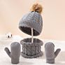 Three-Piece Scarf Hat Set Baby Girls Children Pompon Beanies Knitted Hats Kids Warm Wool Crochet Caps Unisex