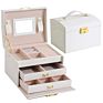 Three Layer Pu Leather Ornament Box Double Drawer Jewelry Box Princess Jewelry Storage Box