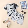 Toddle Boys Girls Clothing Set O-Neck Tie-Dyed Short Sleeve Top +Short Pants 2Piece Set for Kids