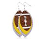 Trending Unique Rugby Football Sports Earings Water Drop Glitter Leather Teardrop Earrings Women
