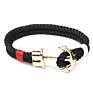 Unisex Couple Handmade Jewelry Multi Double Layer Woven Nylon Rope Hook Gold Plated Anchor Rope Bracelet