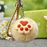 Valentine Gifts Cartoon Kitty Cat Paw Pompom Key Chain Pendant Lanyard Plush Keychain for Girl for Handbag Girly Accessories