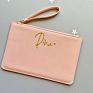 Vegan Pu Leather Cosmetic Bag with Single Handle Strap