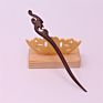Vintage Retro Chinese Black Wooden Sandalwood Carved Long Horn Fork Pen Hairpin Wood Chopsticks Hair Sticks Pins Picks for Women