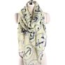 Vintage Style Scarves Navy Blue Cartoon Anchor Printed Young Women Cotton Shawls Scarf M Size