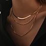 Waterproof Multiple Paperclip Chain Layer Necklace Set 18K Gold Stainless Steel 3 Three Multi Layered Chain Necklace for Women