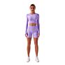 Women Athletic Wear High Stretch Fitness Yoga Wear Workout Two Piece Sports Seamless Long Sleeve Crop Top and Bike Shorts Sets