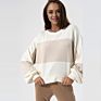 Women Color Block French Terry Polyester Crewneck Fall Clothing Sweater Shirt Pullover Sweatshirt for Women