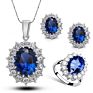 Women Fine Jewelry Multi Colors Crystal Blue Cubic Zircon Pendant Necklace Jewelry Sets