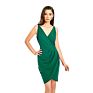 Women Luxury Dress Solid Color V Neck Dress