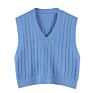 Women Solid Color Vest Sweater Casual V Neck Sleeveless Autumn Knitted Pullover Korean Style Pullover Loose Tops