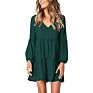 Women Tunic Dress V Neck Casual Loose Flow Swing Shift Dresses