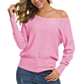 Women's off Shoulder Sweater Long Sleeve Loose Pullover Knit Jumper