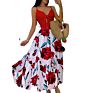 Women's Polyester Skirt Dress V-Neck Dress Printed Stitching Strap for Femme Mujer Female