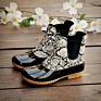 Women's Slip on Ankle Boots Personalized Waterproof Cotton Lined Black and Brown Leather round Toe Snow Rain Duck Boots