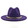 Womens's Hat Wide Brim Thick Gold Chain Band Classic Black Beige Felted Cap Panama Cowboy Jazz Men Caps Luxury Fedora Women Hats