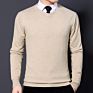 Youth Men's Autumn and Knitwear V-Neck Pullover Pure Color Casual Warm Sweater