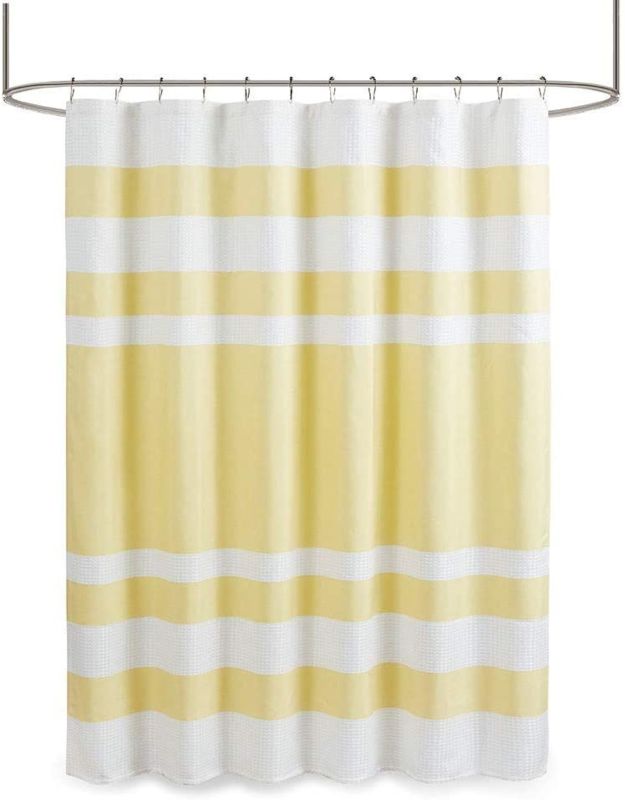 Waffle Shower Curtain Pieced Solid Microfiber Fabric with Scotchgard Water Repellent Treatment Modern Home Bathroom Decorations