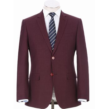 Design Burgundy Tweed Notch Lapel Slim Fit Wedding Suit Men Blazer