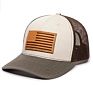 American Flag Genuine Leather Patch Mesh Back Trucker Hat - Adjustable Snapback Baseball Cap for Men & Women
