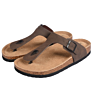 Top Men Buckle Straps Cork Sole Slip Slippers Sandals with Cow Leather Feet Bed