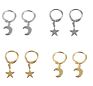 1 Pair Simple Small Star Tiny Moon Crescen Huggie Hoop Earrings Charms Ear Piercing Ear Cuffs Women Jewealry