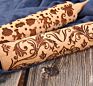 Beech Wood Embossed Rolling Pin Baking Cookies Noodle Biscuit Fondant Cake Cute Dough Pattern Wooden Laser Engraved Rolling Pin