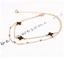 Stainless Steel Rose Gold Black Jewelry Four-Leaf Clover Flower Anklet