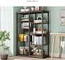 Hotsale Book Shelf Iron Bookshelf Wood Bookcase Living Room Book Rack Bookcases Black White