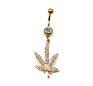 Gaby Cz Dangle Gem Weed Leaf 316L Surgical Steel Belly Rings Body Piercing Jewelry