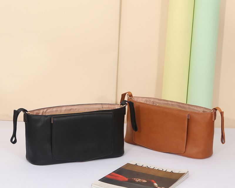 Premium Vegan Leather Stroller Organizer Large Capacity Stroller Bags for Baby Care Waterproof Buggy Bags for Girl or Boy