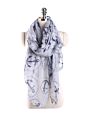 Vintage Style Scarves Navy Blue Cartoon Anchor Printed Young Women Cotton Shawls Scarf M Size