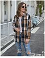 Autumn& Plaid Shirts Long Sleeve Flannel Lapel Coat plus Size Women's Casual Pocketed Shacket Jacket Coats