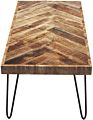 Living Rustic Farmhouse Mid Century Modern Fusion Mango Wood Top and Iron Hairpin Legs Chevron Pattern Rectangular Accent Coffee