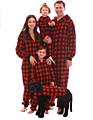 Family Christmas Pajamas Buffalo Plaid Adult Sherpa Lined Hoody One Piece Pajamas Sets Family Christmas Pajamas